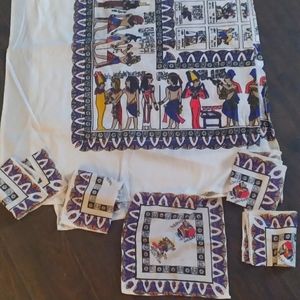 Ancient Egyptian African Tarot Astrology tablecloth and napkin set